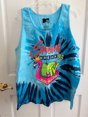 NWOT MTV Viacom Spring Break 93 Tye Dye 100% Cotton Tank Top Size XL